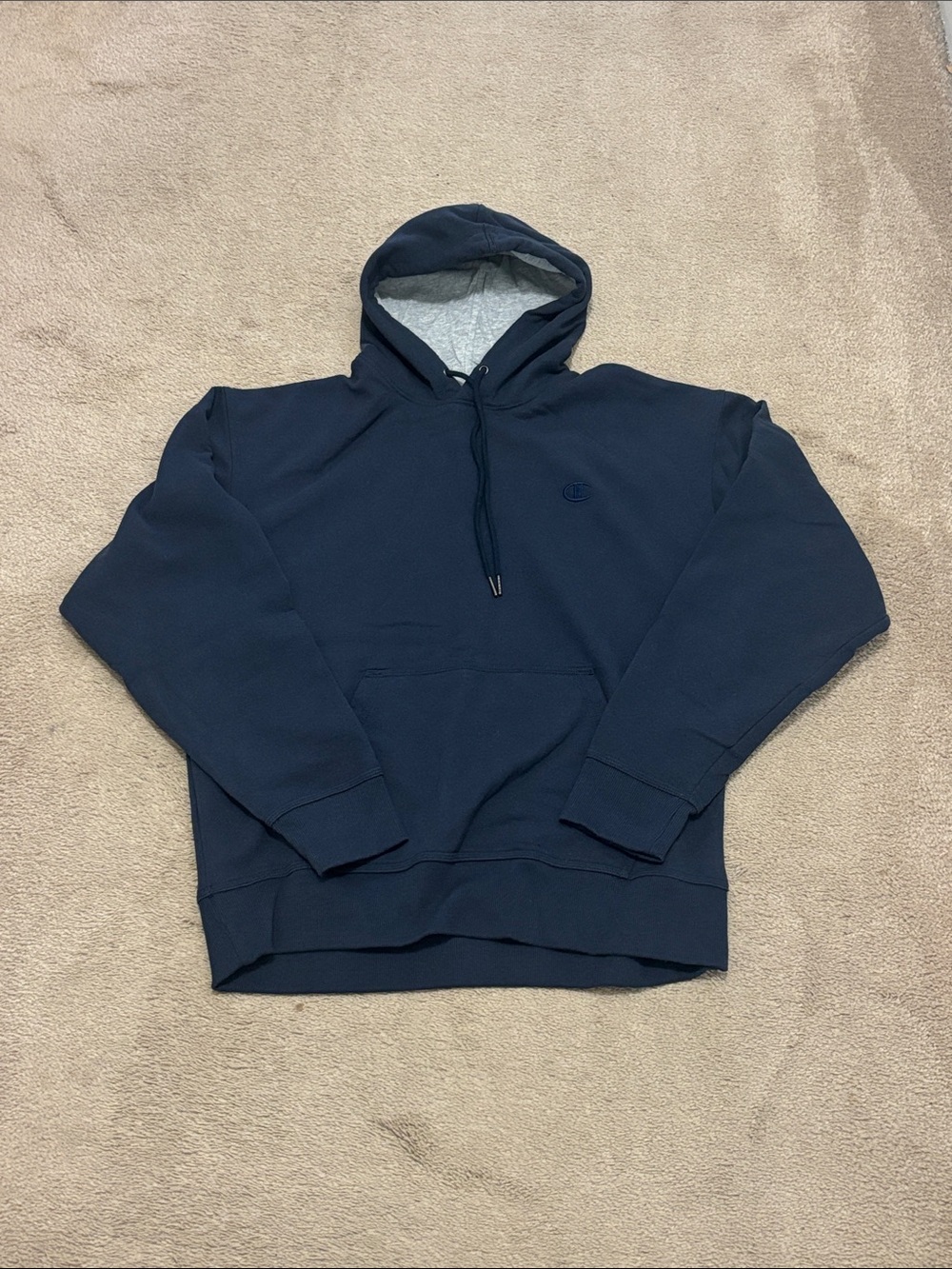 Champion Navy Blue Hooded Pullover Sweatshirt